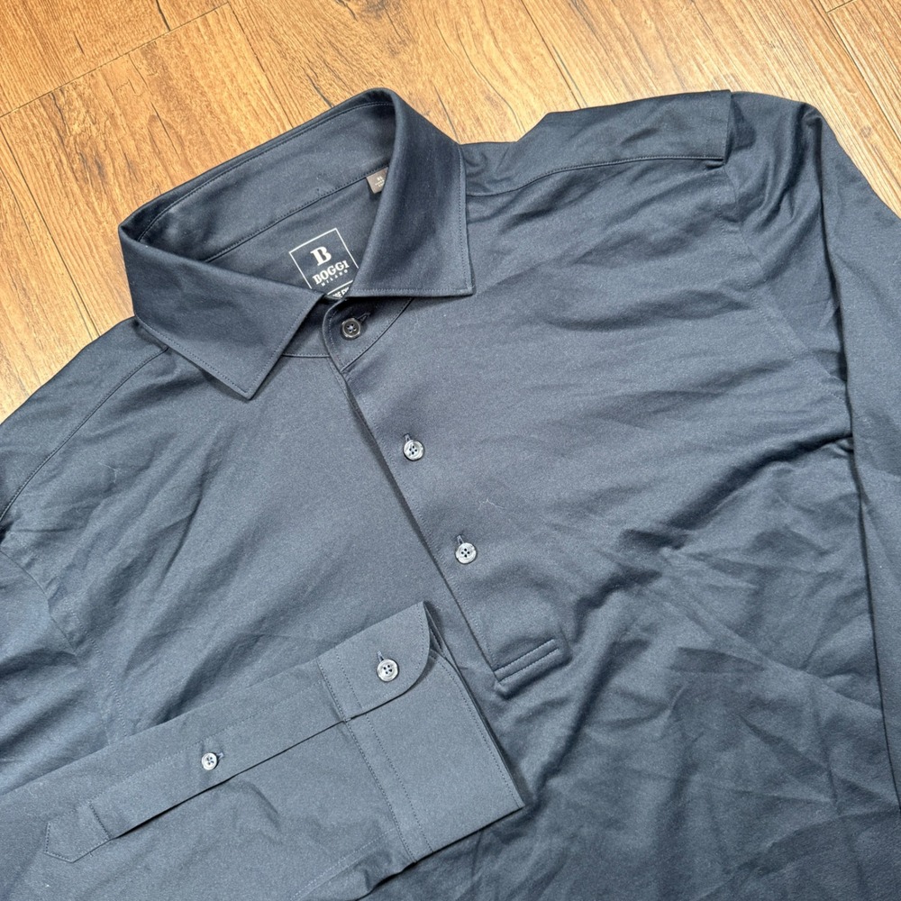 Boggi Milano Long Sleeve Polo Shirt Mens XL Navy Blue Japanese Exclusive Jersey